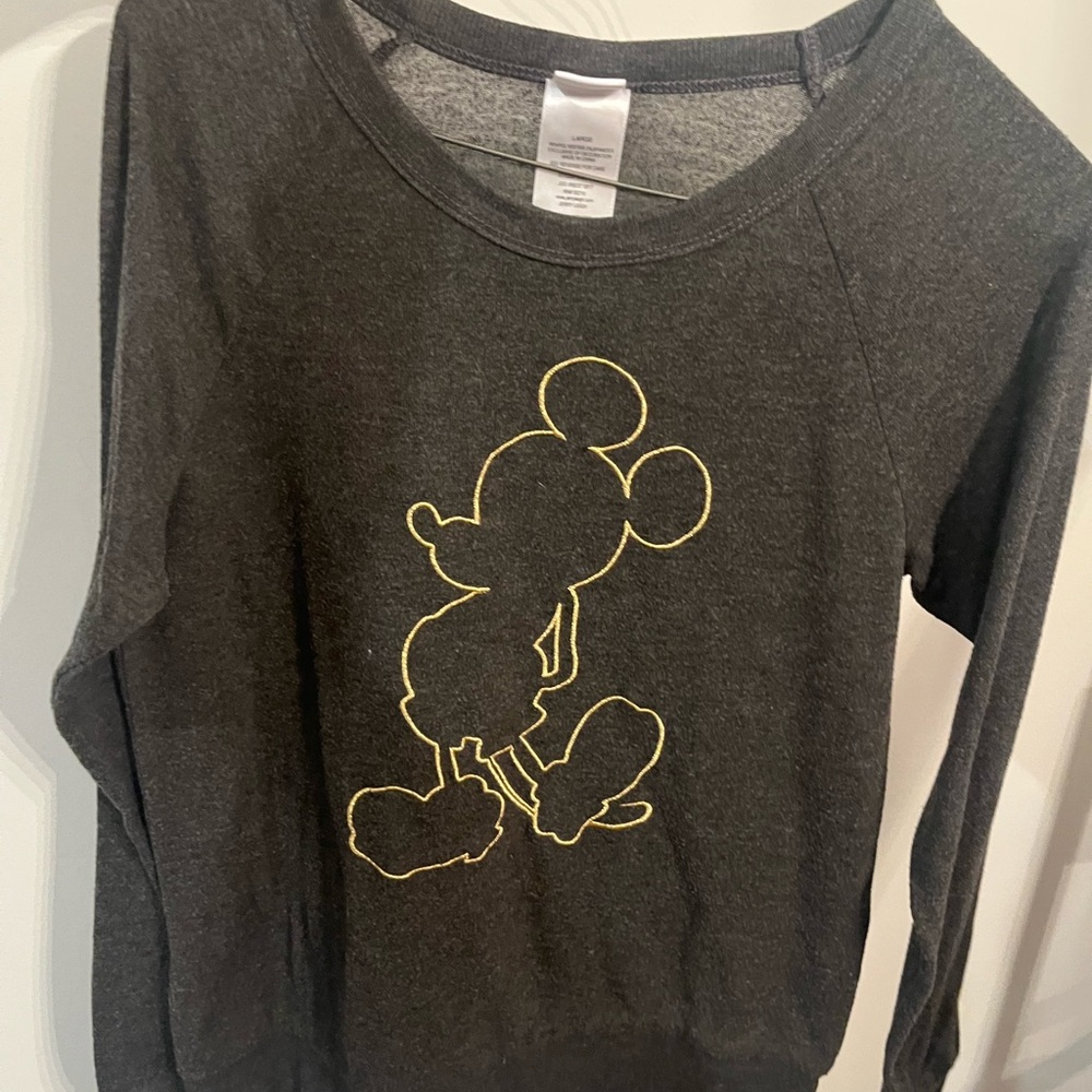 Disney Mickey Mouse Gray Sweatshirt with Yellow Outline Design